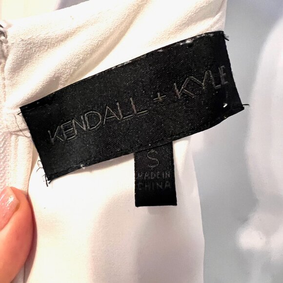 Kendall & Kylie-Lace Up Drawstring-Small-Sleeveless-Cut Outs-Stretch-White-Zip - Picture 14 of 16